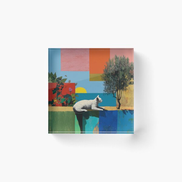 Item preview, Artistic White Cat in Nature Colorful Painting Style Design designed and sold by Meow-Attitude.