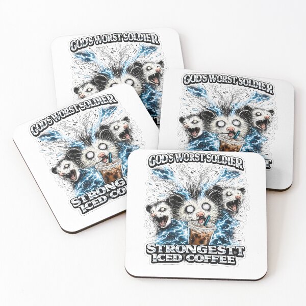 Item preview, Gods Worst Soldier Strongest Iced Coffee Opossum Meme designed and sold by chattsuede.