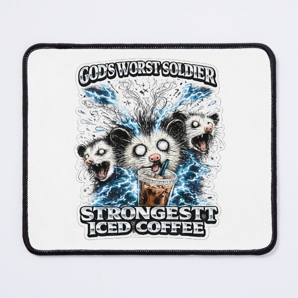 Item preview, Gods Worst Soldier Strongest Iced Coffee Opossum Meme designed and sold by chattsuede.