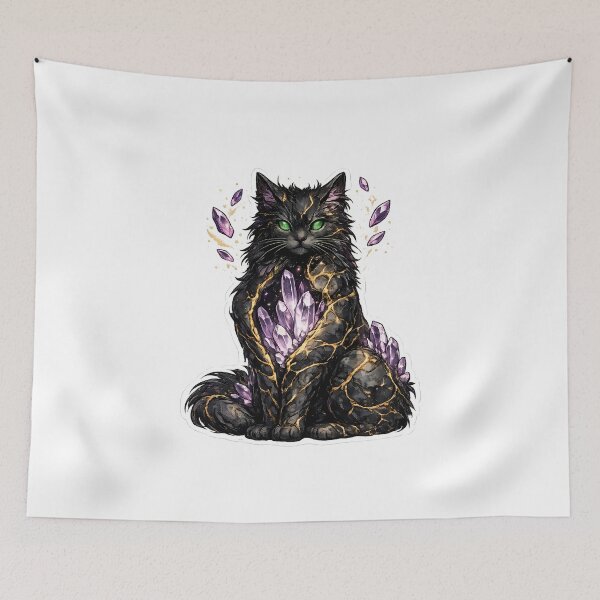 Item preview, Amethyst Geode Black Cat Mystical Fantasy designed and sold by chattsuede.