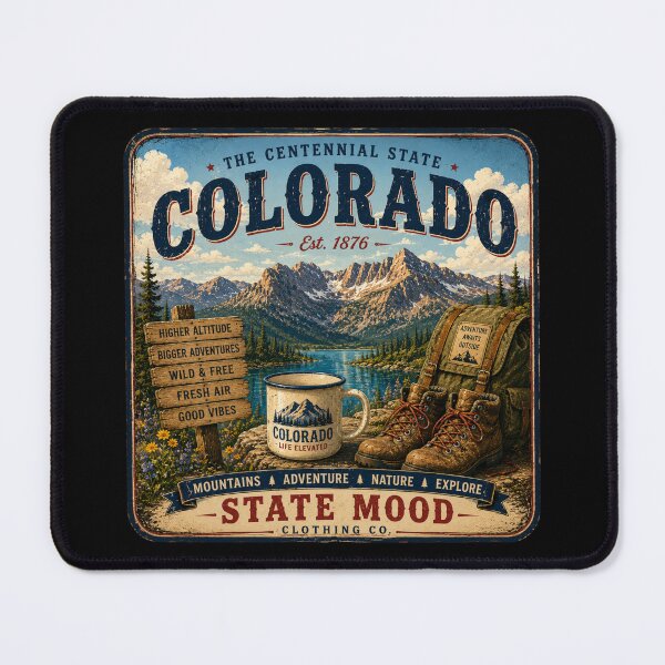 Item preview, Colorado Centennial State Vintage Mountain Hiking Adventure designed and sold by StateMoodDesigns.