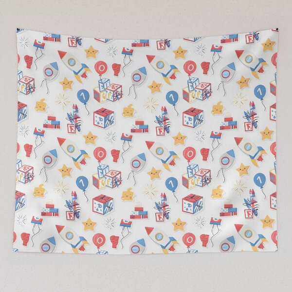 Item preview, Kids' Americana Fun & Games 4th of July - Educational Alphabet Numbers Rockets Pattern designed and sold by Amplify-n-Co.