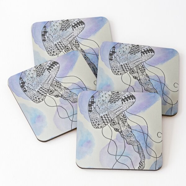 Item preview, Watercolor & Ink Jellyfish Zentangle  designed and sold by BritW1509.