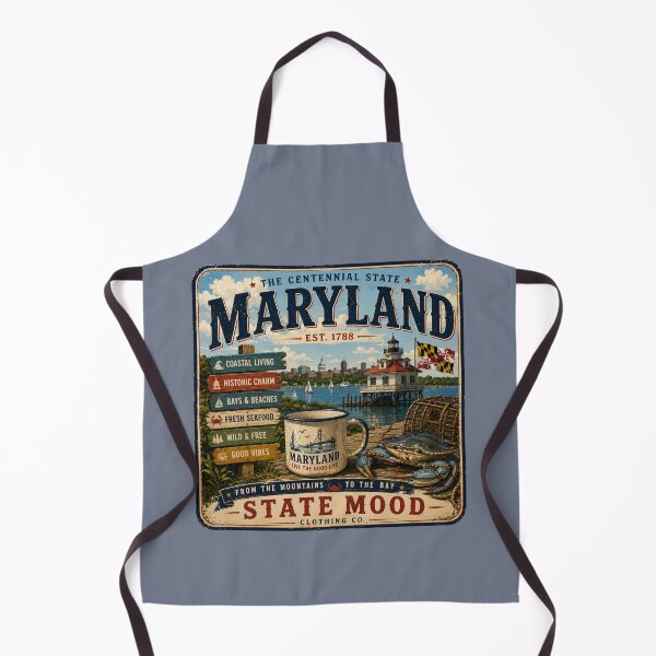 Item preview, Maryland Vintage Coastal Lighthouse and Crab Design designed and sold by StateMoodDesigns.