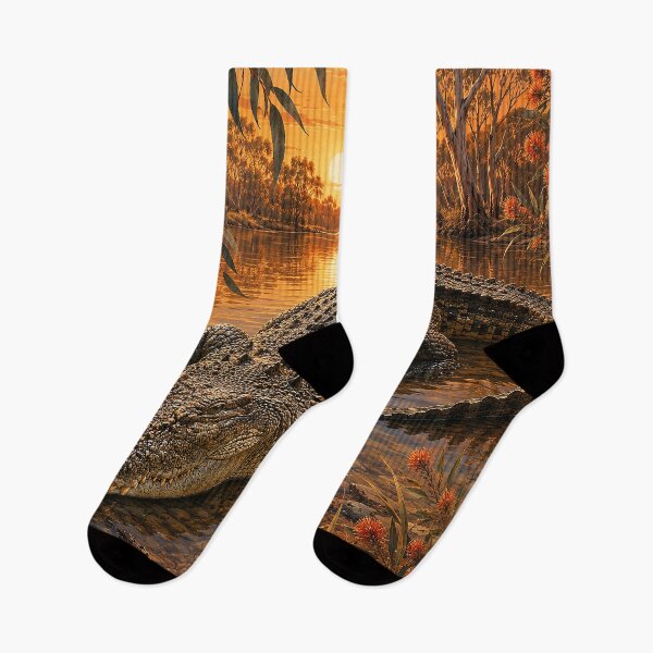 Item preview, Sunset Crocodile in the Billabong designed and sold by Pixel Junkies Studio.