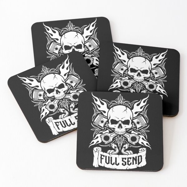 Item preview, Full Send Skull Piston Racing Art designed and sold by Skulls & Calaveras.
