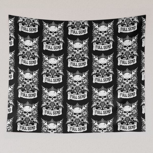 Item preview, Full Send Skull Piston Racing Art designed and sold by Skulls & Calaveras.