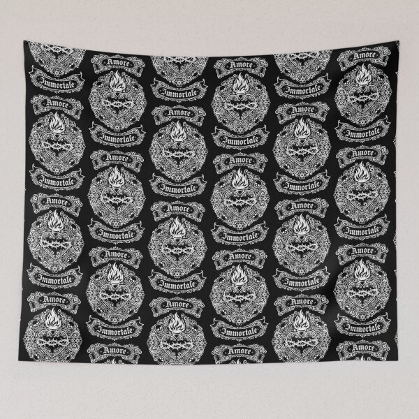 Item preview, Amore Immortale Gothic Sacred Heart & Skulls White designed and sold by Skulls & Calaveras.