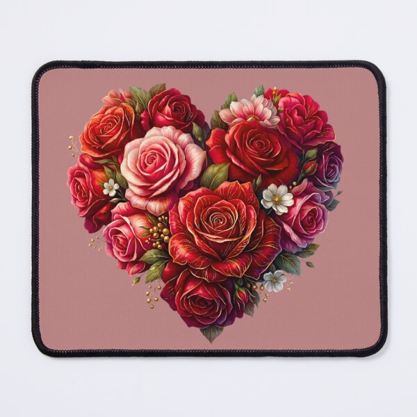 Item preview, Heart Shaped Flowers Red Roses Soft Roses White Flowers Golden Berries Romantic Art designed and sold by Good Vibes .
