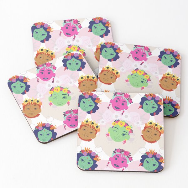 Item preview, Boho Floral Girl Faces Seamless Pattern Design designed and sold by NadDot.