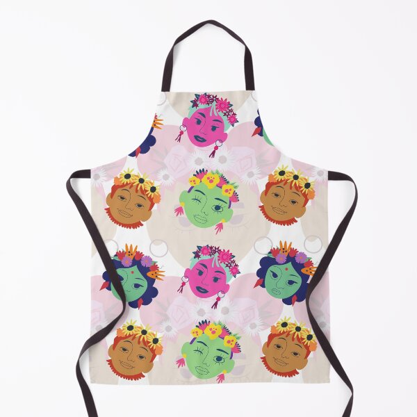 Item preview, Boho Floral Girl Faces Seamless Pattern Design designed and sold by NadDot.