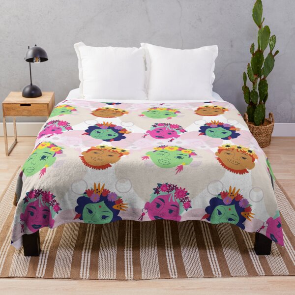 Item preview, Boho Floral Girl Faces Seamless Pattern Design designed and sold by NadDot.