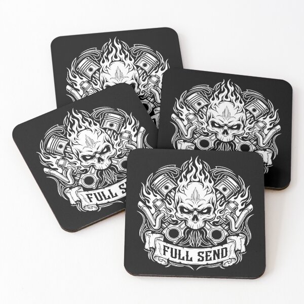 Item preview, Full Send Flaming Skull Pistons designed and sold by Skulls & Calaveras.