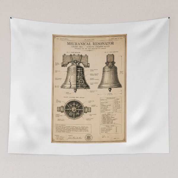 Item preview, Mechanical Resonator Liberty Bell Patent Diagram Blueprint designed and sold by chattsuede.