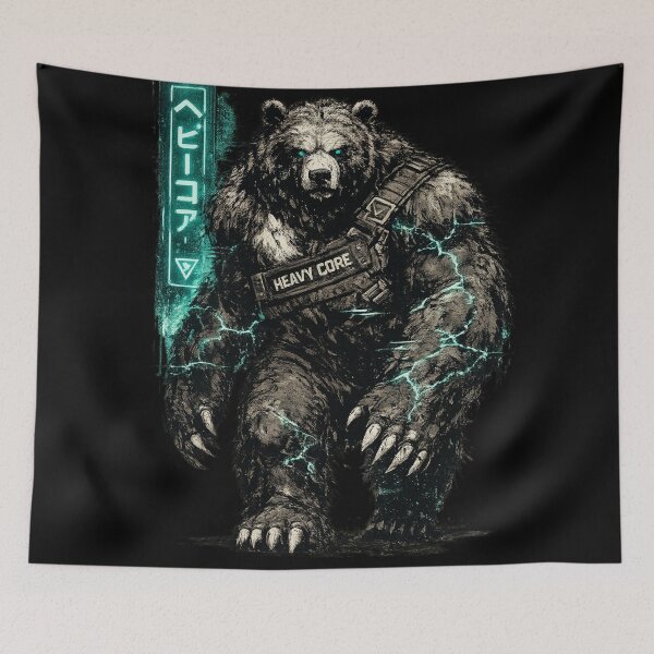 Item preview, Cyberpunk Heavy Core Bear – Futuristic Grizzly Streetwear Graphic designed and sold by JonelCrafts.