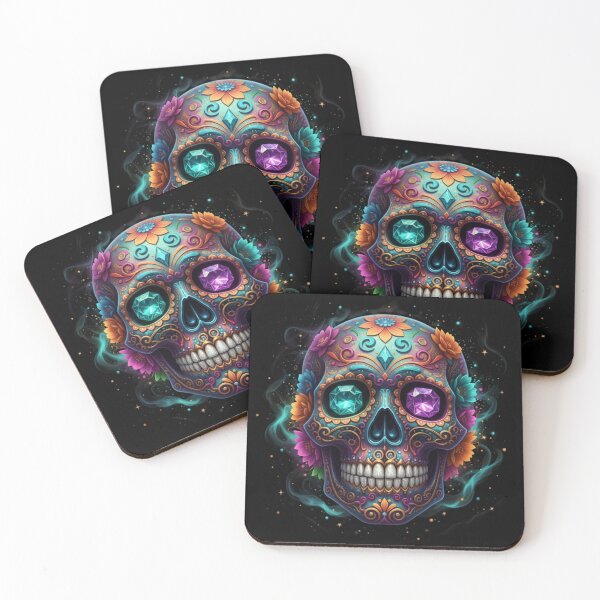 Item preview, Gemstone Sugar Skull – Vibrant Dead Art designed and sold by printedartgoods.