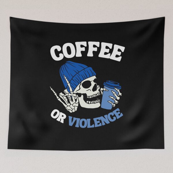 Item preview, coffee or violence simple classic design designed and sold by OldSkullDesigns.