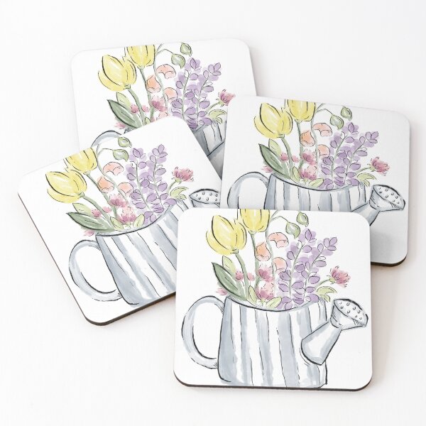 Item preview, Watering can with flowers designed and sold by Hailey Gal Art.