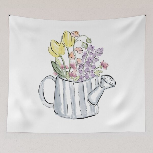 Item preview, Watering can with flowers designed and sold by Hailey Gal Art.