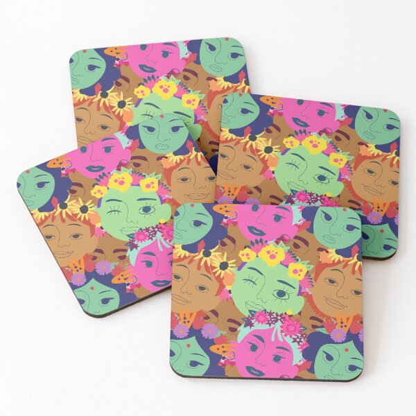 Item preview, Colorful Boho Floral Faces Seamless Pattern Design designed and sold by NadDot.