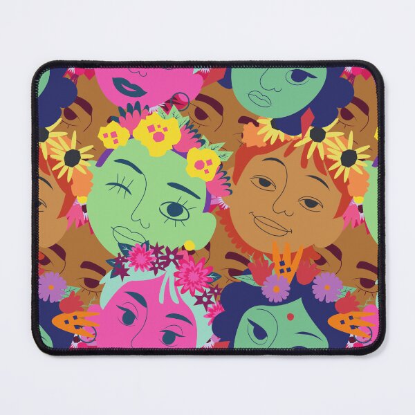 Item preview, Colorful Boho Floral Faces Seamless Pattern Design designed and sold by NadDot.