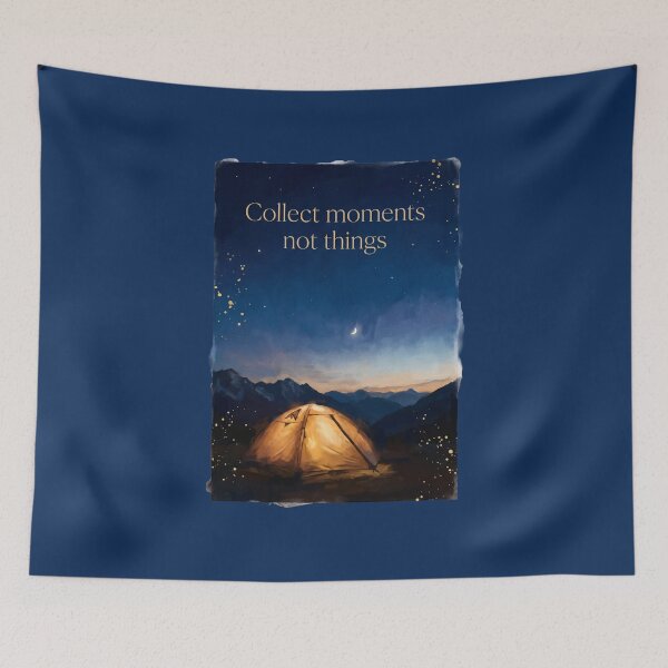 Item preview, Collect moments not things camping watercolor mountain night art designed and sold by icemanphotos.