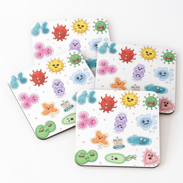 Item preview, Cute Microbes Bacteria, Virus, Ecoli MicroBiology Seamless Pattern Sticker Pack.  designed and sold by labstud.
