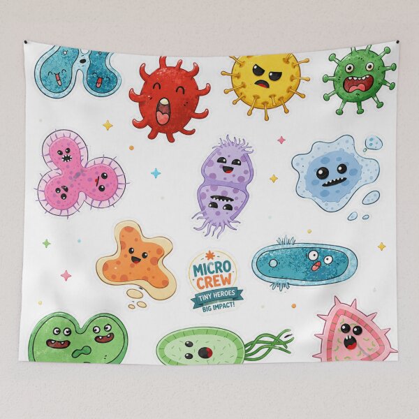 Item preview, Cute Microbes Bacteria, Virus, Ecoli MicroBiology Seamless Pattern Sticker Pack. designed and sold by labstud.