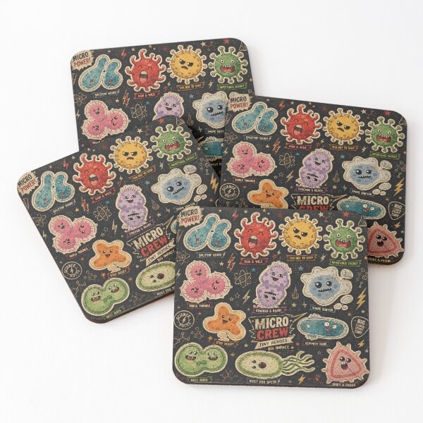 Item preview, Retro science Cute Microbes Bacteria, Virus, Ecoli MicroBiology Seamless Pattern Sticker Pack.  designed and sold by labstud.