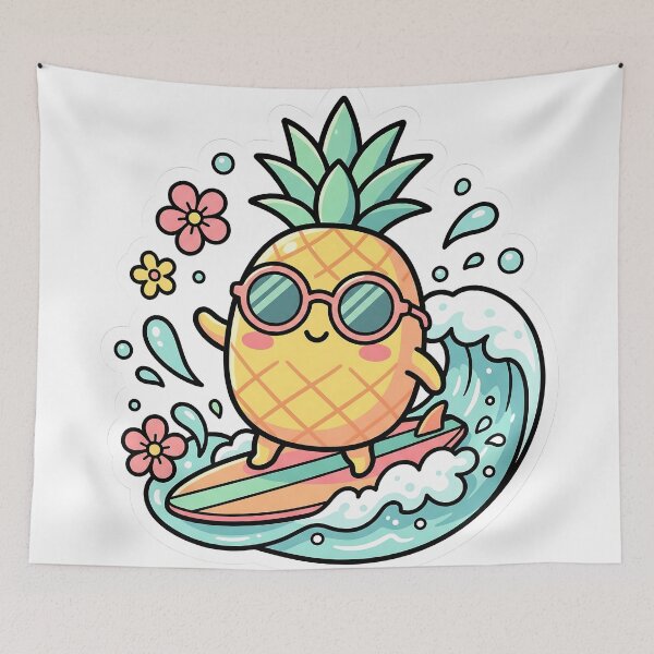 Item preview, Cool Surfing Pineapple Kawaii Summer Vibes designed and sold by LyoniHERA.