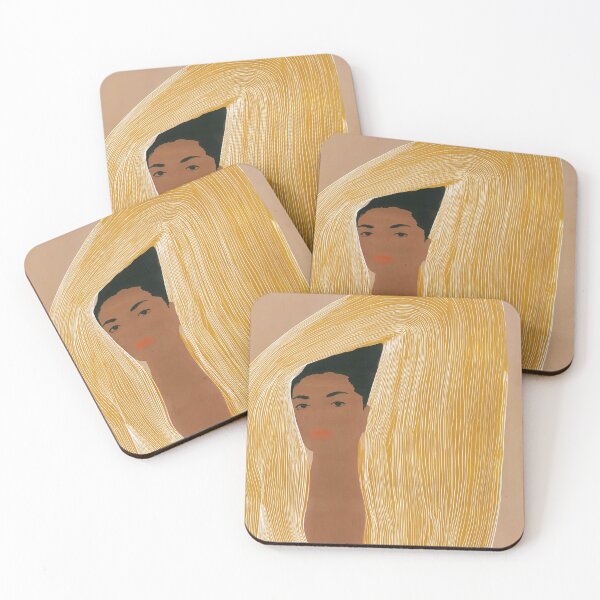 Item preview, Golden Hair Woman Minimalist Portrait Painting designed and sold by Maisonsucces.