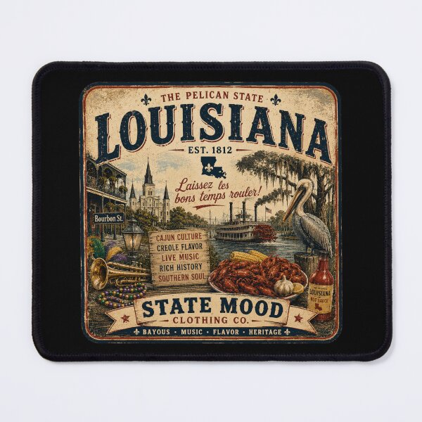 Item preview, Louisiana Pelican State Vintage Jazz and Heritage Design designed and sold by StateMoodDesigns.