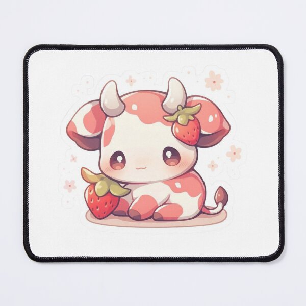 Item preview, Cute Strawberry Cow Sticker | Kawaii Cow Aesthetic | Pastel Cute Animal Art designed and sold by ZYNORAworld.
