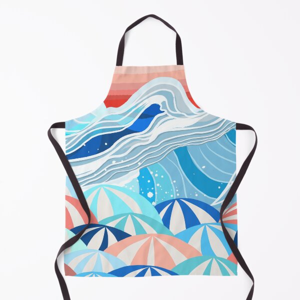Item preview, Summer Coastal - Retro Ocean Waves with Beach Umbrella  designed and sold by Day-dreamin26.