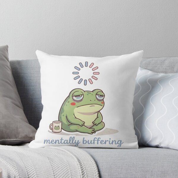 Item preview, Mentally Buffering – Funny Tired Frog Sticker designed and sold by Elviqus Shop.