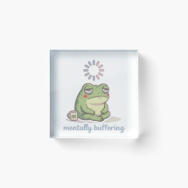 Item preview, Mentally Buffering – Funny Tired Frog Sticker designed and sold by Elviqus Shop.