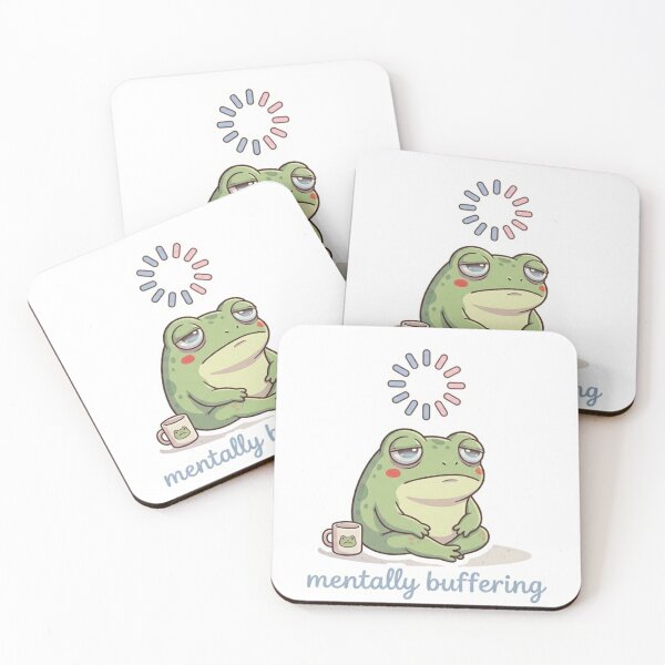 Item preview, Mentally Buffering – Funny Tired Frog Sticker designed and sold by Elviqus Shop.