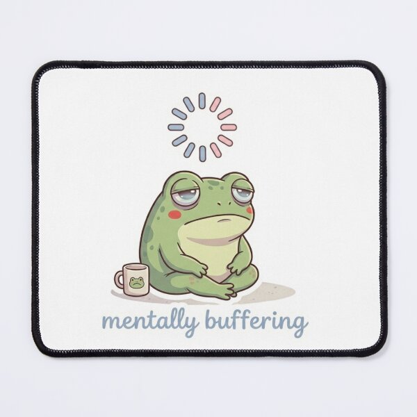 Item preview, Mentally Buffering – Funny Tired Frog Sticker designed and sold by Elviqus Shop.