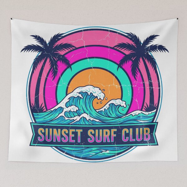 Item preview, Sunset Surf Club Retro 80s Vaporwave designed and sold by joniJhon_design.