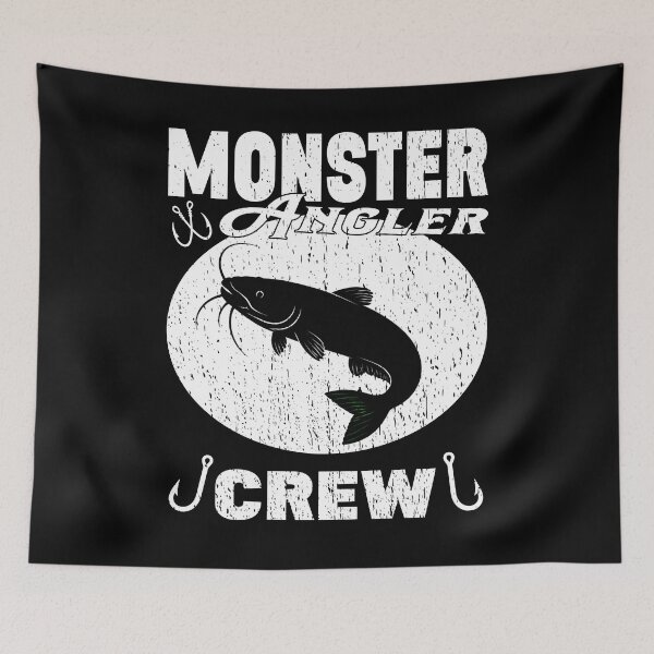 Item preview, Monster Angler Crew Catfish Fishing Gear - Large Flathead Channel Cat Angling Piraiba catfish Lau Lau Monster from Amazon - Vintage Distressed Fisherman Silhouette designed and sold by Jt41.