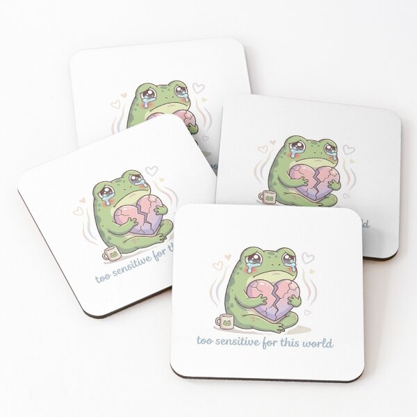 Item preview, Too Sensitive For This World – Emotional Sad Frog Sticker designed and sold by Elviqus Shop.