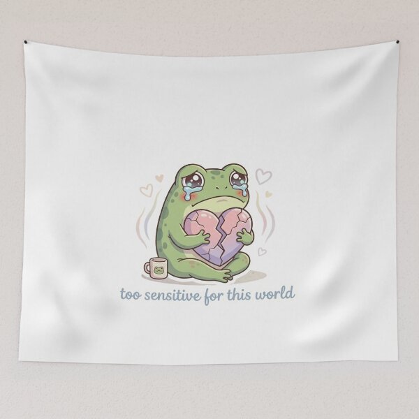 Item preview, Too Sensitive For This World – Emotional Sad Frog Sticker designed and sold by Elviqus Shop.