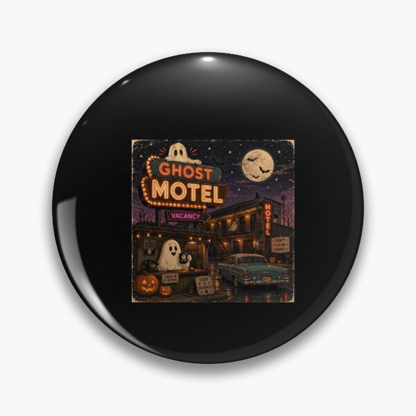 Item preview, Retro Ghost Motel Vintage Halloween Neon Aesthetic Design designed and sold by MotylekAnia.