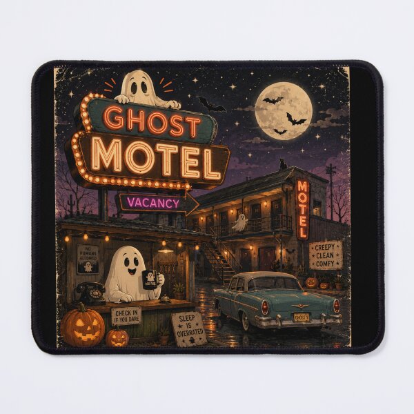 Item preview, Retro Ghost Motel Vintage Halloween Neon Aesthetic Design designed and sold by MotylekAnia.