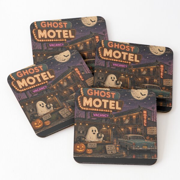 Item preview, Retro Ghost Motel Vintage Halloween Neon Aesthetic Design designed and sold by MotylekAnia.