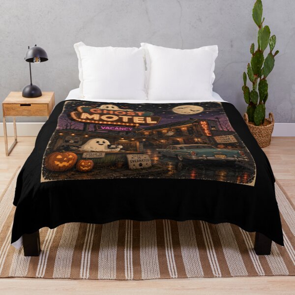 Item preview, Retro Ghost Motel Vintage Halloween Neon Aesthetic Design designed and sold by MotylekAnia.