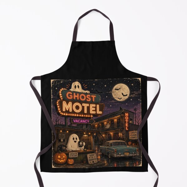 Item preview, Retro Ghost Motel Vintage Halloween Neon Aesthetic Design designed and sold by MotylekAnia.