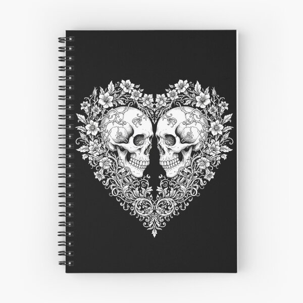 Item preview, Twin Skull Floral Heart Shirt | Gothic Love Skull Tee | Dark Botanical Skeleton Design designed and sold by printedartgoods.