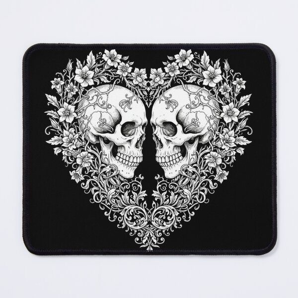 Item preview, Twin Skull Floral Heart Shirt | Gothic Love Skull Tee | Dark Botanical Skeleton Design designed and sold by printedartgoods.
