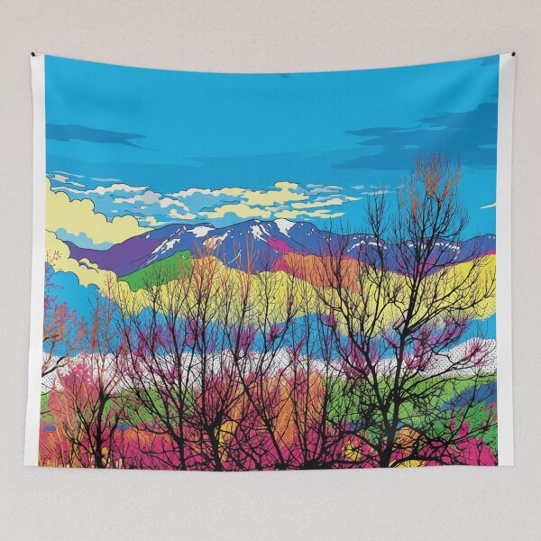 Item preview, Mountains Through Trees Pop Art colorful photo abstract design designed and sold by SmashingDeals.
